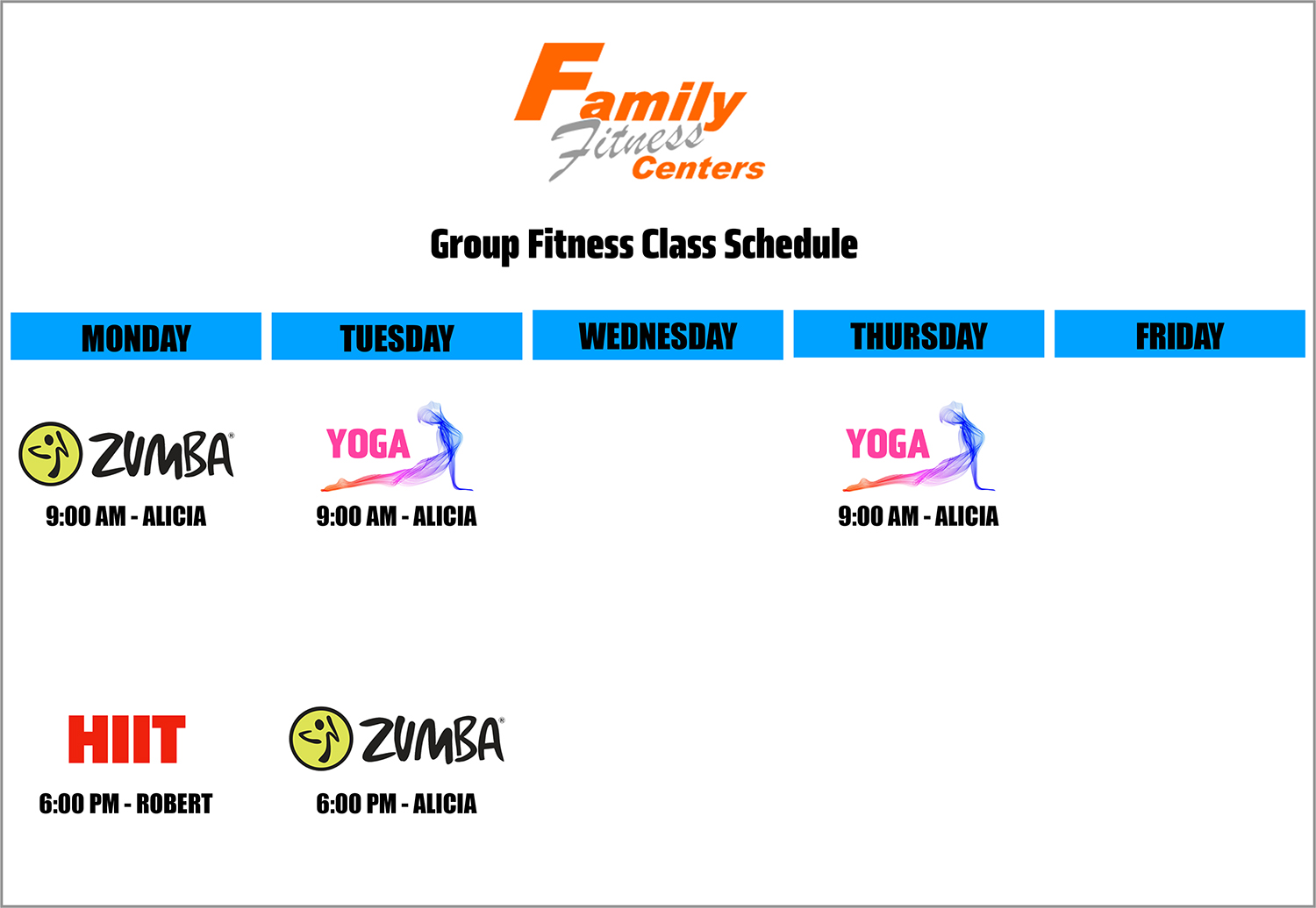 Family Fitness Alpine - Group Fitness Class Schedule 2025